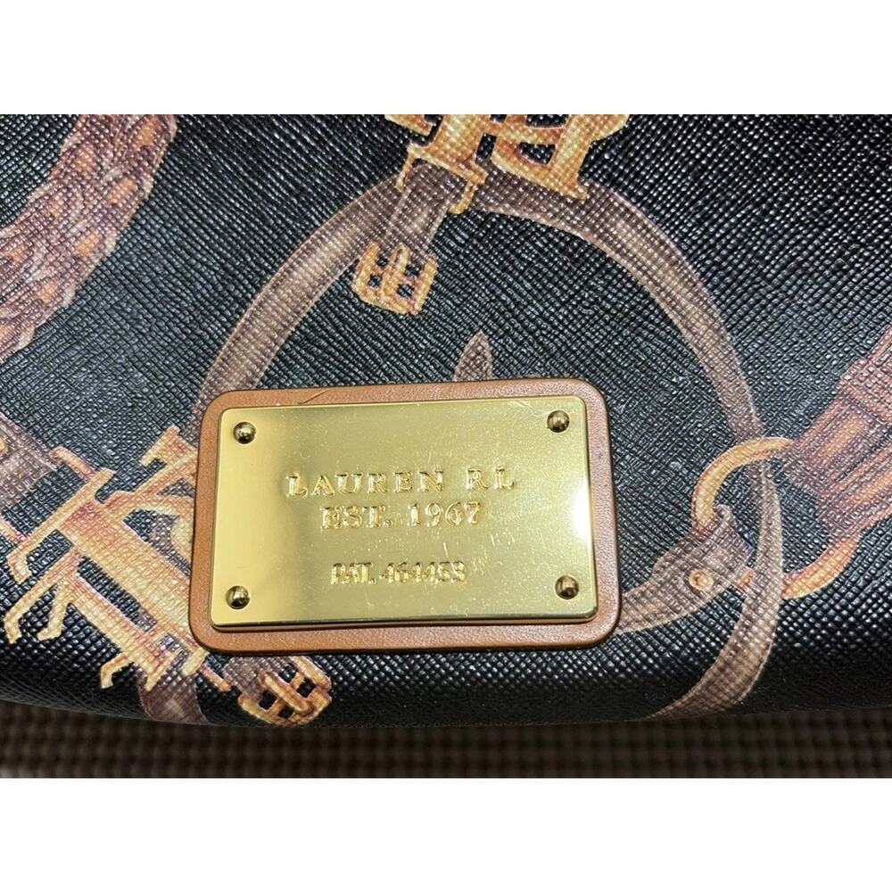 Ralph Lauren Black Belting Print Equestrian Satchel - Picture 4 of 13